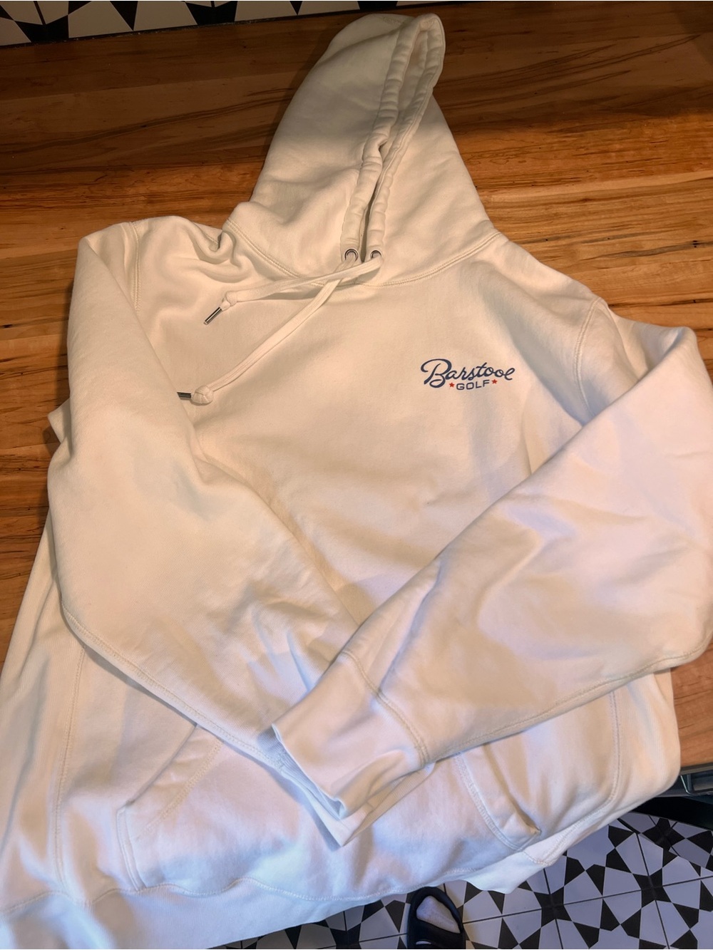 Barstool Sports Golf Hoodie White American Flag Logo Pullover Men’s Size Large